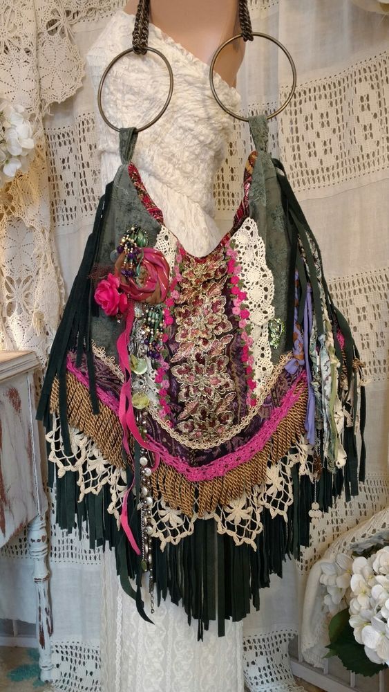 Bags & Handbag Trends : Handmade Gypsy Fringe Shoulder Bag Vintage Lace ...