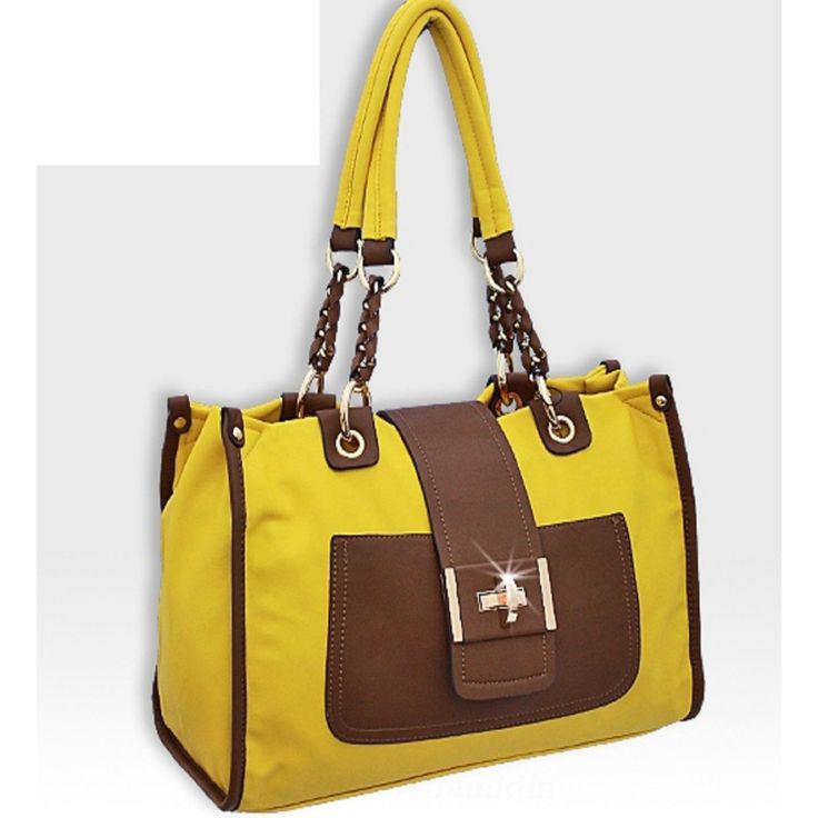 Bags & Handbag Trends : Isabelle HANDBAGS Yellow and Brown Turnlock ...