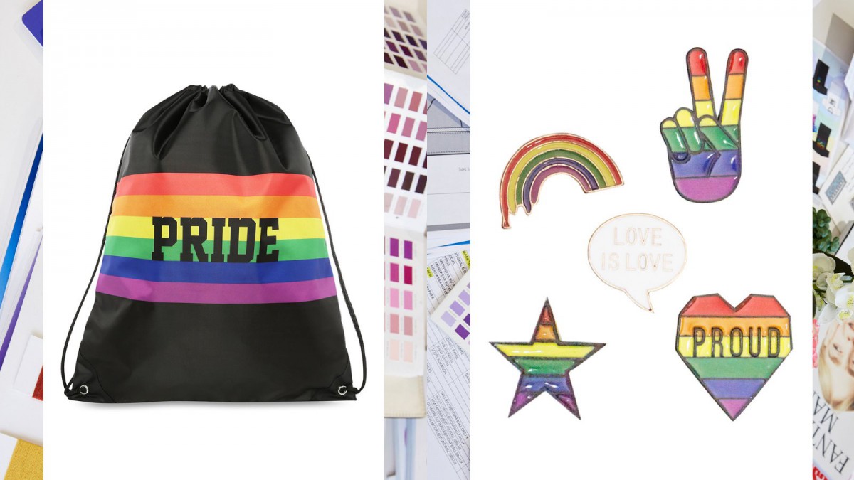 Certains accessoires que l'on peut trouver dans la collection Primark 'Pride 2018'